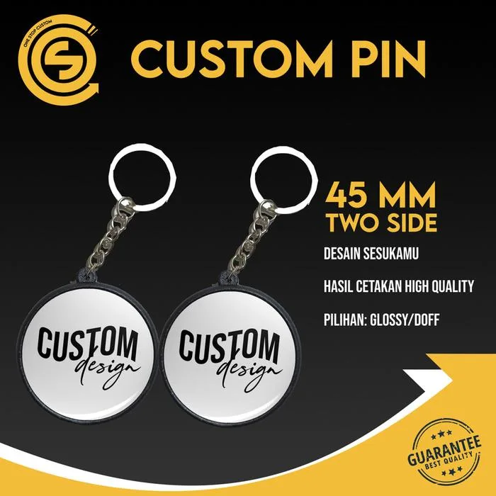 Key Chain - Gantungan Kunci Custome Tulisan / Foto - 2 Sisi - Depan Belakang Ukuran 45 mm - Glossy