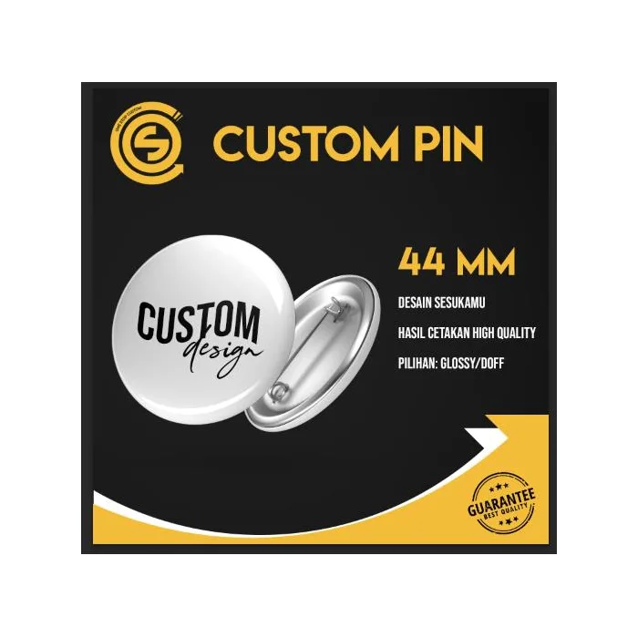 Custom PIN Peniti Ukuran 44 mm