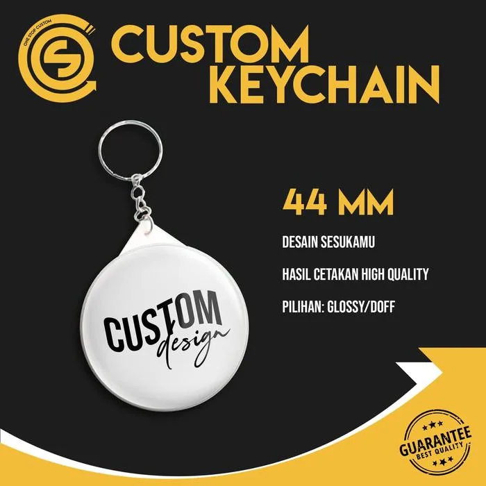 Gantungan Kunci Custom 44 mm - Laminasi - Glossy & Doff Matte - Kanvas - Broken Glass