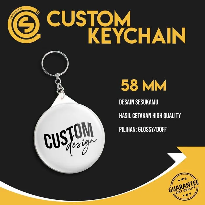 Gantungan Kunci Ukuran 58 mm Laminasi Glossy - Doff/Matte - Kanvas - glossy